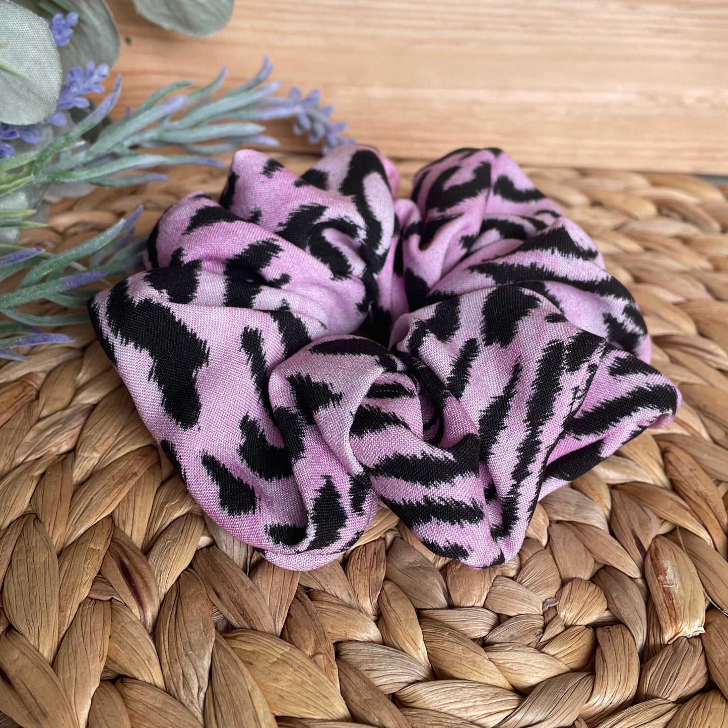 Scrunchies - Lyserød leopard - L