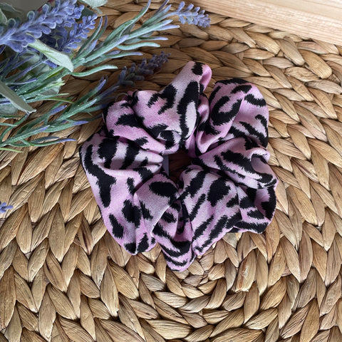 Scrunchies - Lyserød leopard - L