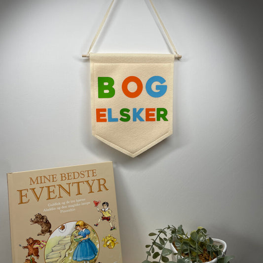 Banner flag til ophæng - "Bog elsker" - mellem